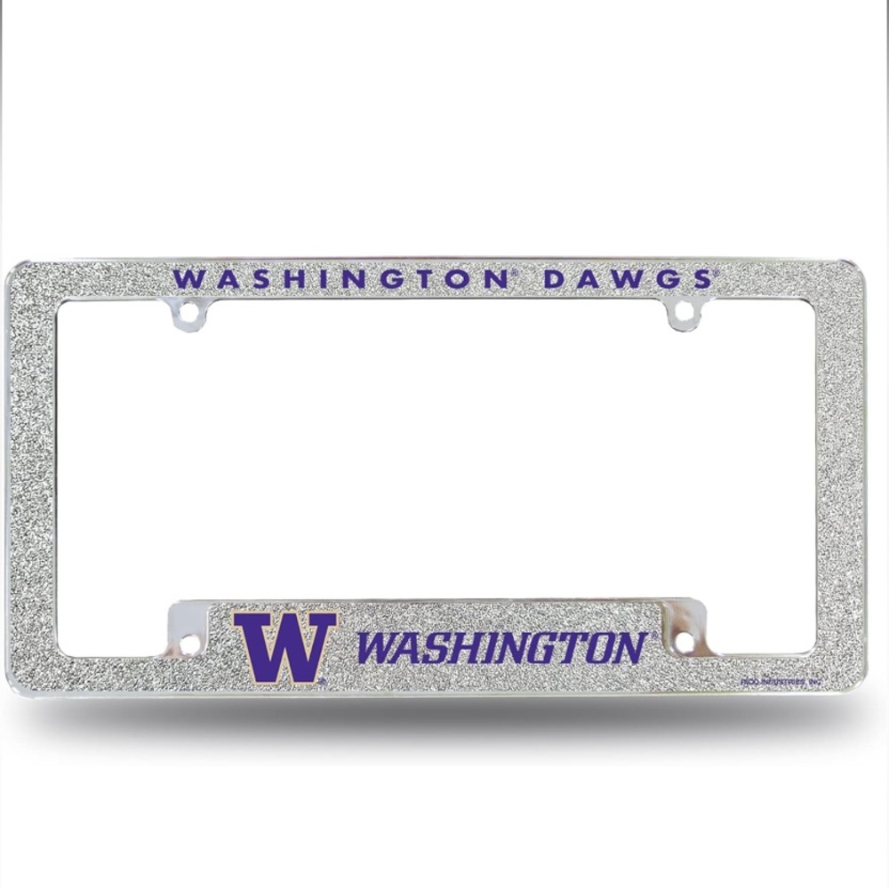 RICO Washington Dawgs Silver Glitter License Plate Frame New
